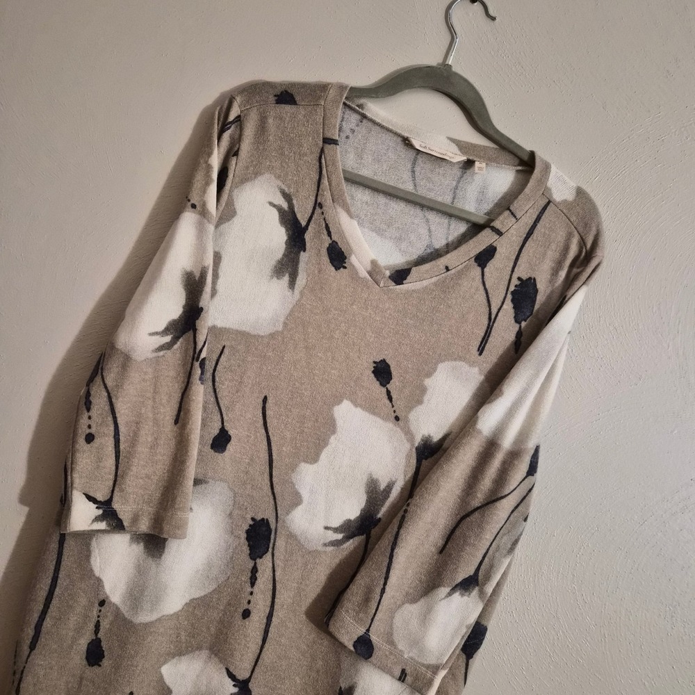 Soft Surroundings Womens XL Watercolor Floral Tunic Sweater Lagenlook Cozy Chic